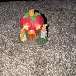 Red and Green Ceramic Mushroom House Art